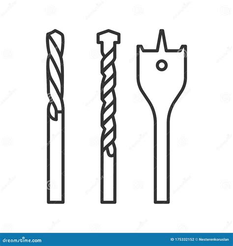 Drill bits linear icon stock vector. Illustration of contour - 175332152