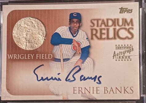 Authentic Ernie Banks Autograph and Wrigley Field Relic - Etsy