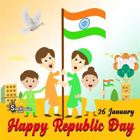 Happy Republic Day Hoisting Flag Card - SmitCreation.com