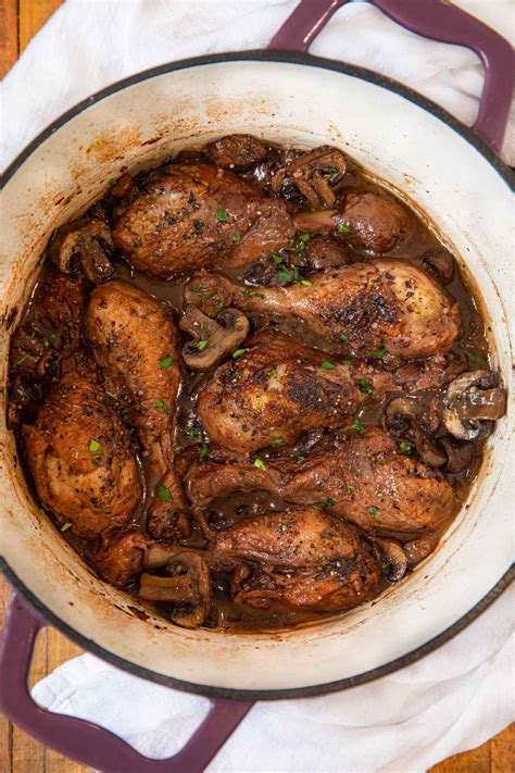 Red Wine Braised Chicken with Mushrooms Recipe - Dinner, then Dessert