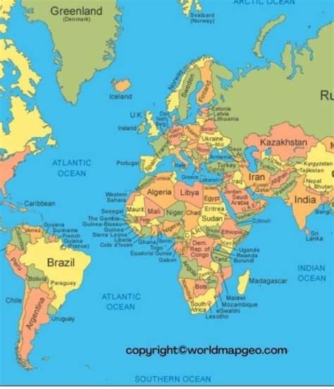 World Map With Countries Labeled