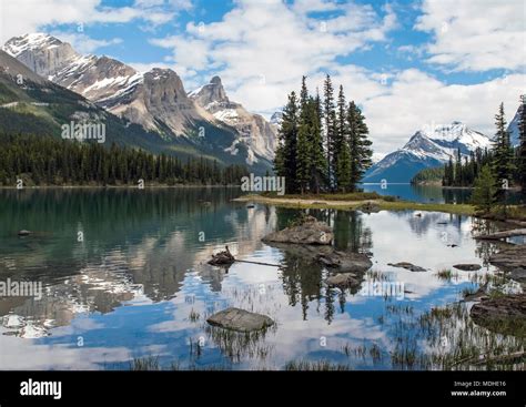 Spirit Island in Maligne Lake, Jasper National Park; Alberta, Canada ...