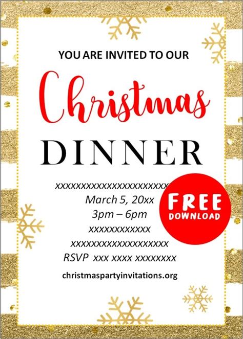 Free Printable Christmas Dinner Party Invitations Templates 🍽️