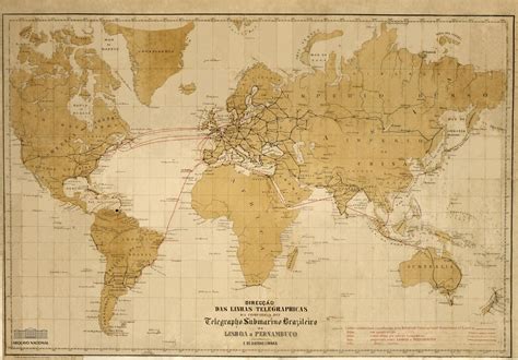 1880 Map of Telegraph Cable Routes. (19th Century) Old Maps, Online ...