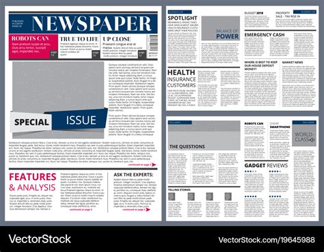 Design template of newspaper Royalty Free Vector Image