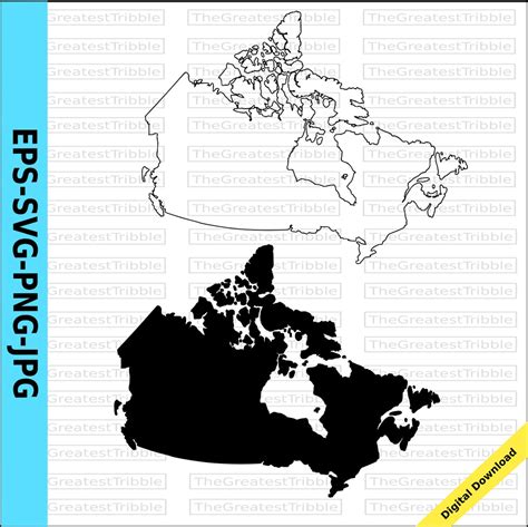 Canada Outline Map Svg Eps Png Jpg Vector Graphic Clip Art - Etsy