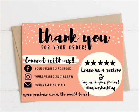 INSTANT DOWNLOAD Editable and Printable Thank You Cards for Small Business - Etsy … | Business ...