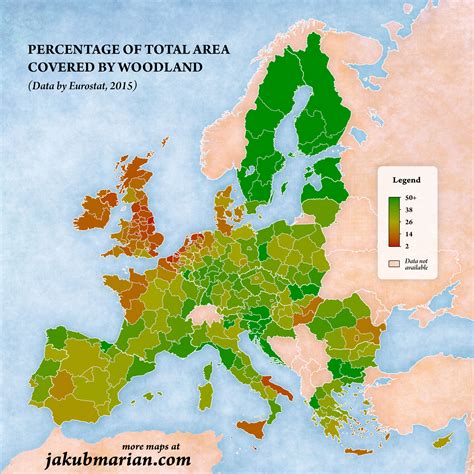 Percentage of forest area by region in Europe : r/europe