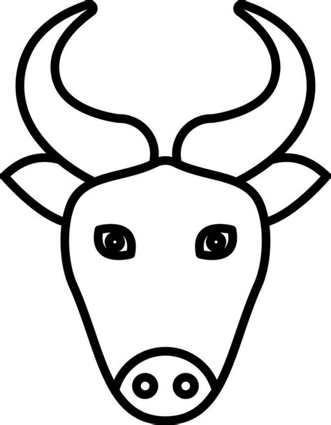 Cartoon Bull Face Icon In Black Outline. 24145168 Vector Art at Vecteezy