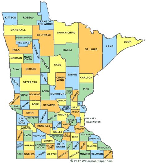 Map Of Minnesota Counties Printable