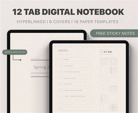 12 Section Digital Notebook Digital Notebook With Tab - Etsy Australia