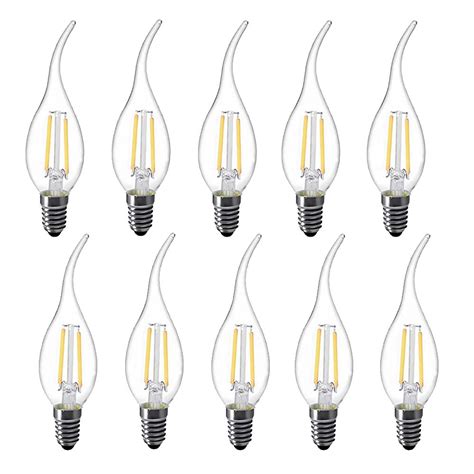 10x Led Light Bulbs 2w C35 Bent Tip Flame Shape Vintage Warm White 2700k E12 E14 120v 220v Use ...