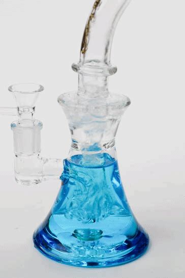Genie shower head glass beaker bong with liquid cooling freezer – Mile High Glass Pipes