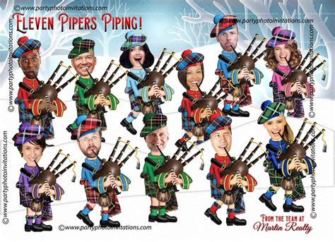 Eleven Pipers Piping Clipart Sun