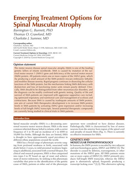 (PDF) Emerging treatment options for spinal muscular atrophy