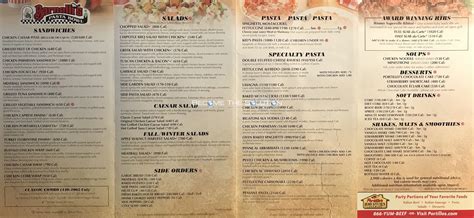 Printable Portillos Menu