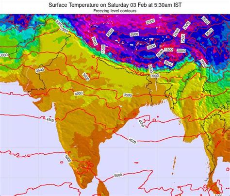 India Surface Temperature on Tuesday 11 Jun at 11:30pm IST