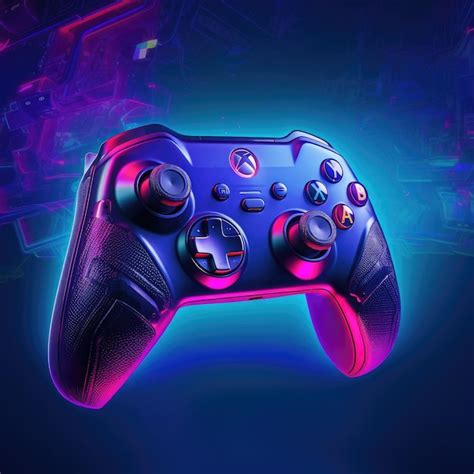 Premium Photo | A xbox controller with a neon blue background and the ...