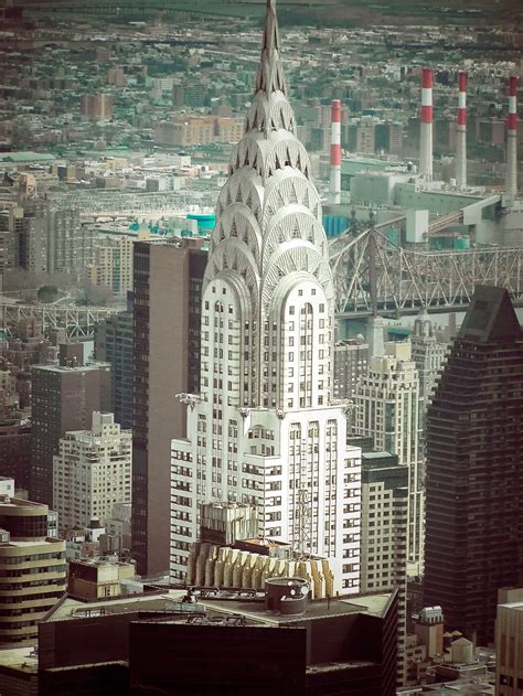 The gorgeous art deco style Chrystler Building in New York City, as seen from the top of the ...