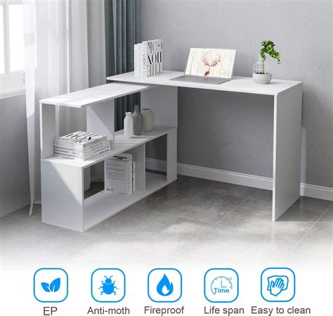Study Table for Office and Home 120 * 119 * 77 360 Rotating L Shape Corner Desk Wood PC Laptop ...
