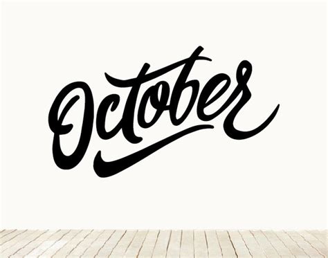 October Lettering Calligraphy Wall Art Home Decor Decal | Etsy
