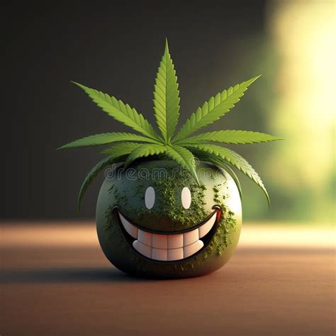 Happy face 3d Weed emoji stock illustration. Illustration of face - 264290077