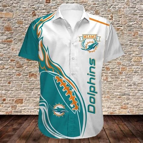 Men's Miami Dolphins Shirts Fireball Button Short Sleeve | Miami ...