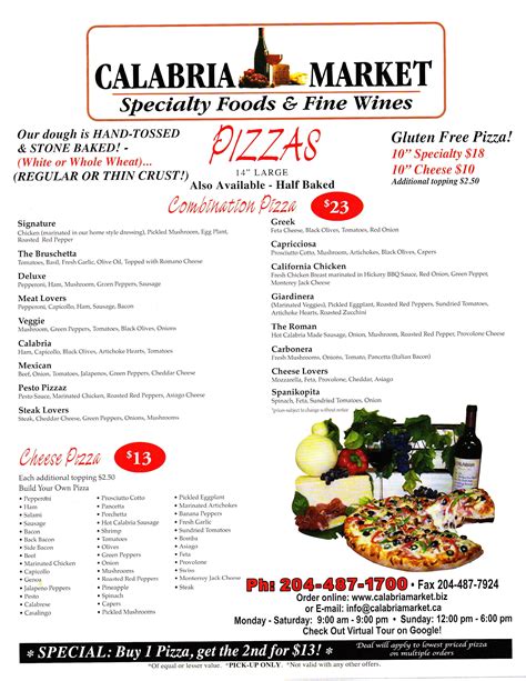 Calabria Market & Wine Store Menu - Urbanspoon/Zomato