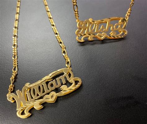 Name Plate Necklace 14k Gold Nameplate Necklace Custom - Etsy