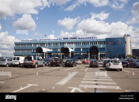 Bucharest Romania Otopeni Airport international departures building exterior from car park Stock ...