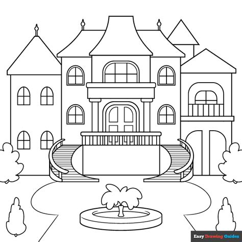 Mansion Coloring Page | Easy Drawing Guides