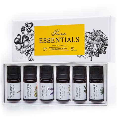 Essential oils by PURE ESSENTIALS 100% Pure Therapeutic Grade Oils kit- Top 6 Aromatherapy Oils ...