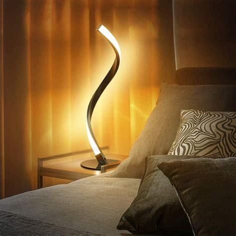Spiral LED Table Lamp Modern Bedside Desk Lamps, Contemporary Nightstand Light, 12W Decorative ...