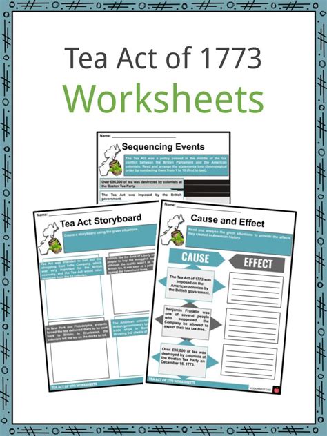 The Tea Act of 1773 | Boston Tea Party Facts & Worksheets For Kids