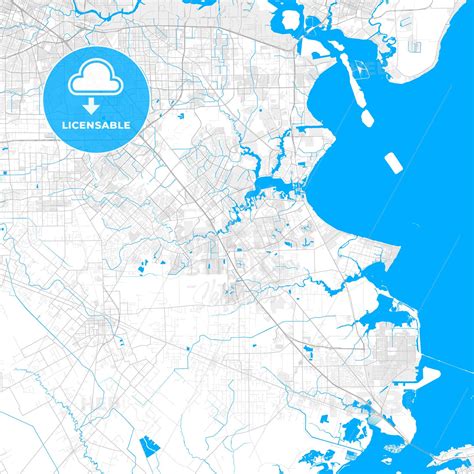 Rich detailed vector map of League City, Texas, USA - HEBSTREITS