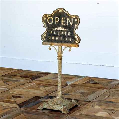 Vintage Inspired Standing Cast Iron Open Closed Sign | Antique Farmhouse