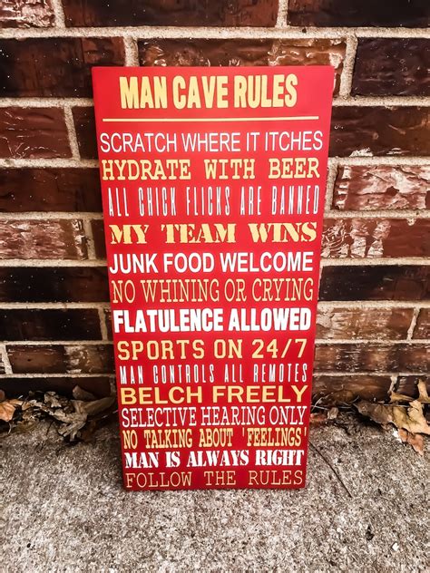 Man Cave Rules Man Cave Sign Funny Man Cave Decor Gifts | Etsy