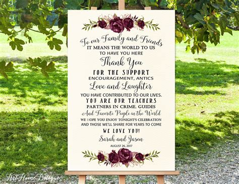 Wedding Thank You Sign, Printable Thank You Poster, Reception Sign ...