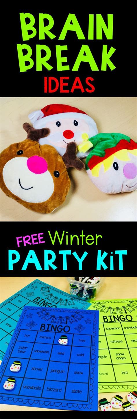 Winter and Christmas themed brain break ideas. Plus FREE Winter party kit. Primary Teachers ...