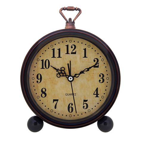 Vintage Retro Desk AlarmClock Decorative Quiet Nonticking Sweep Battery ...