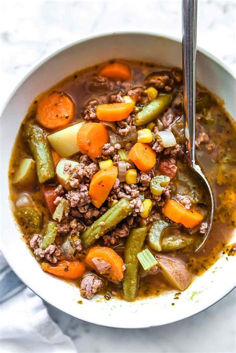 Easy Hamburger Soup with Vegetables | foodiecrush.com