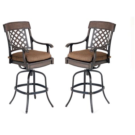 Garden Treasures Set of 2 Herrington Aluminum Swivel Patio Bar-Height Chairs at Lowes.com