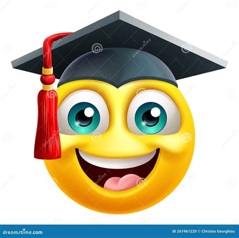 Emoji Graduate Student Isolated On White Background, Emoticon Wearing ...