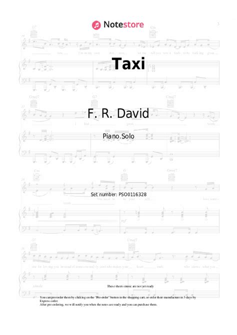 Taxi piano sheet music F. R. David in Note-Store.com | Piano.Solo SKU PSO0116328