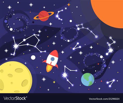 Space background with nebula planets stars Vector Image