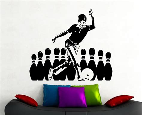 Bowling Stickers Sports Wall Decal Home Interior Living Room Decoration Bowling Club Interior ...