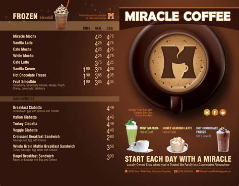 Miracle Coffee House Menu, Menu for Miracle Coffee House, White Lake ...