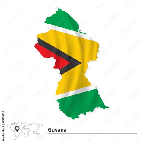 Map of Guyana with flag Stock Vector | Adobe Stock