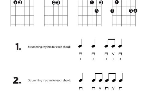 Guitar Chords and Rhythm Worksheet 1 | Learn Guitar For Free