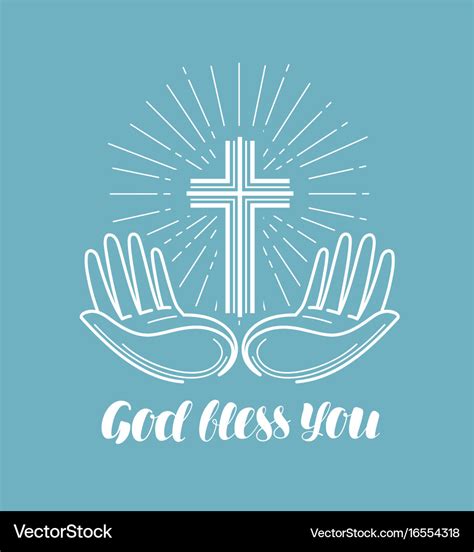 God bless you handwritten lettering church Vector Image